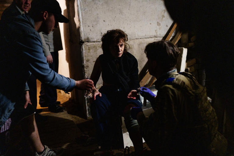 Civilians taking shelter in the Ukrainian capital.