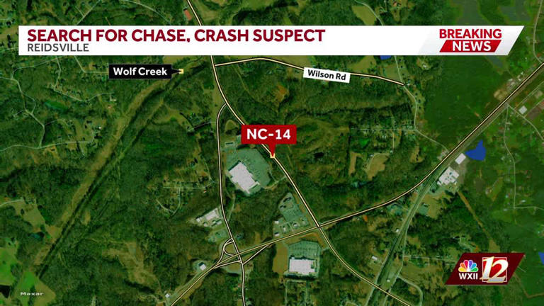 Reidsville officers searching for driver after chase ends in crash
