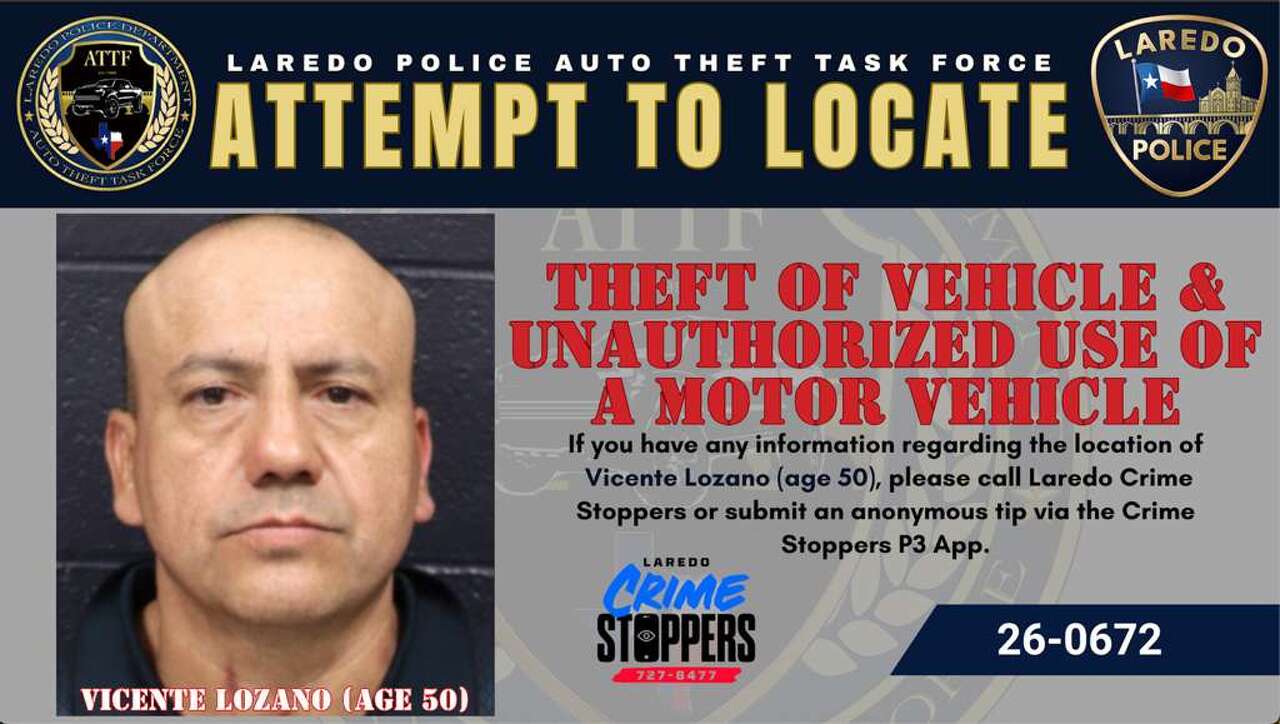 Laredo police seek public’s help locating wanted vehicle theft suspect