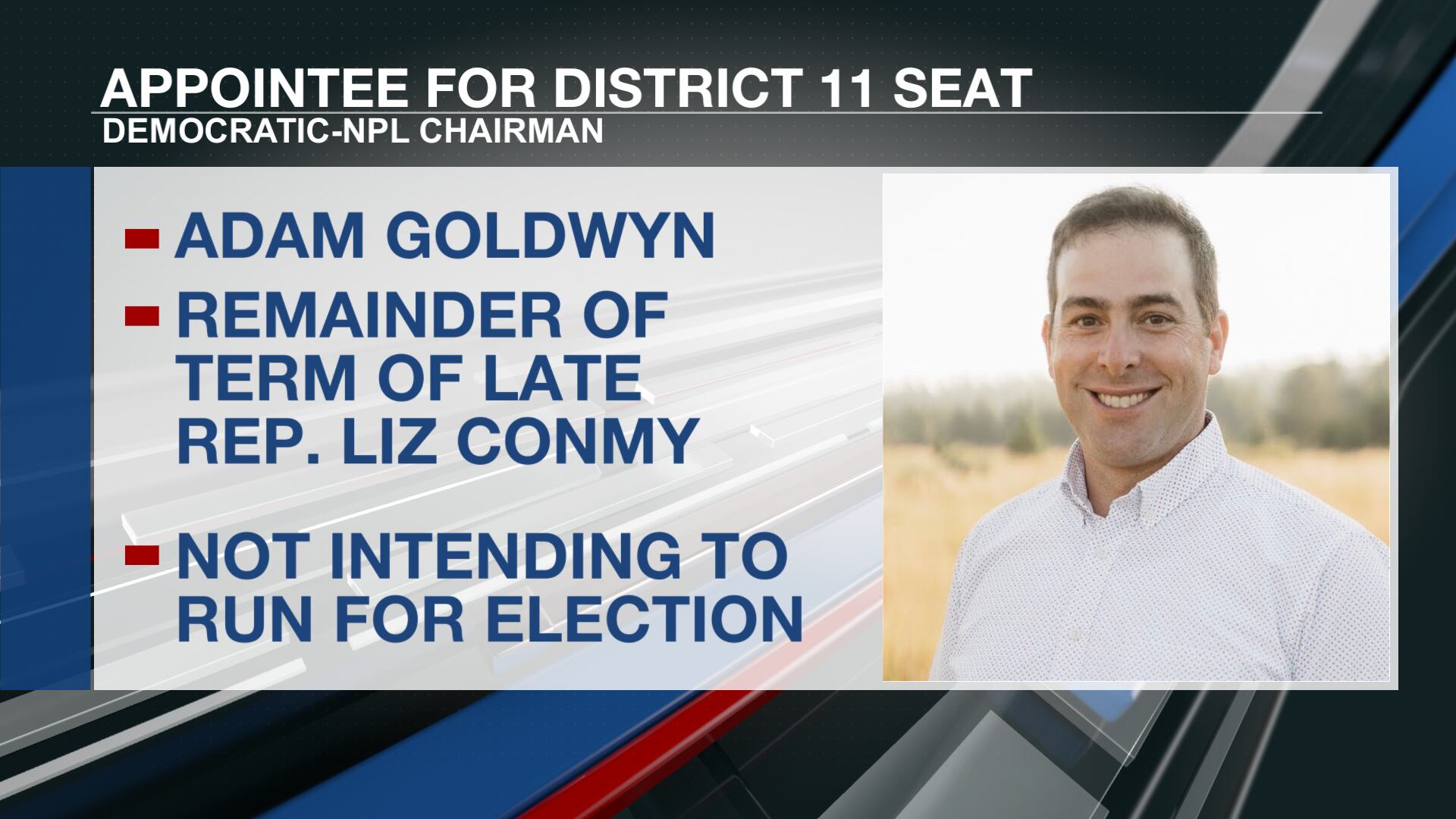 Dem-NPL chair Adam Goldwyn to serve remaining term of late Rep. Liz Conmy