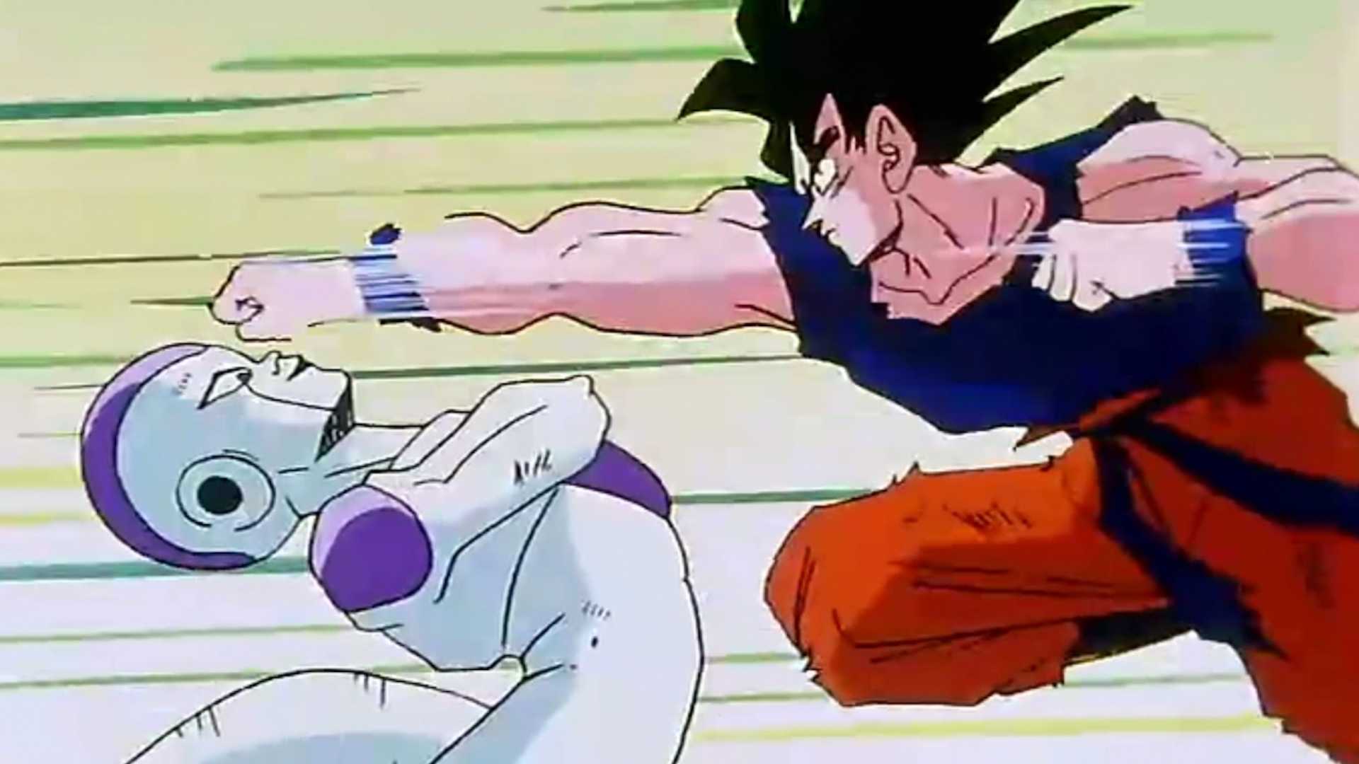 Frieza avoids Goku's punches in Dragon Ball Z.