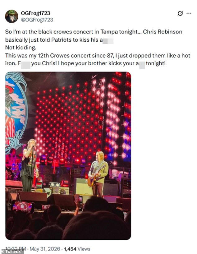The Black Crowes' Chris Robinson clashes with fans in Tampa over 'USA ...