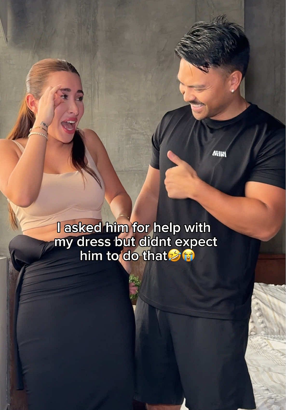 How my husband helped me squeeze into my dress