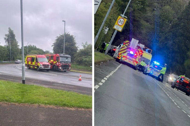 Oldham road shut off after car plunges down embankment with police at scene