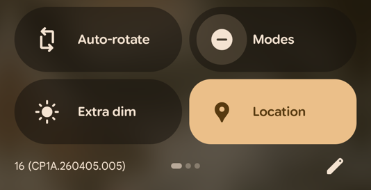 The Location icon in the Quick Settings on Android.