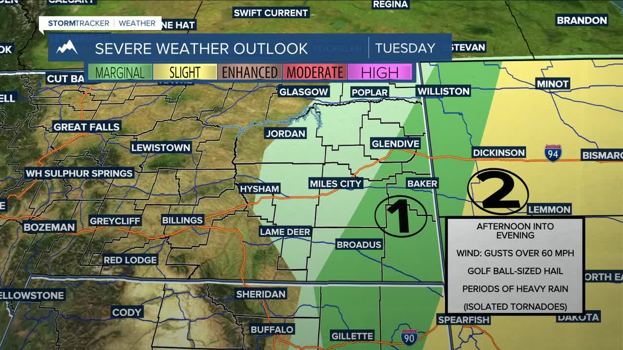 Q2 Billings area weather: Severe storms possible in the east on Tuesday