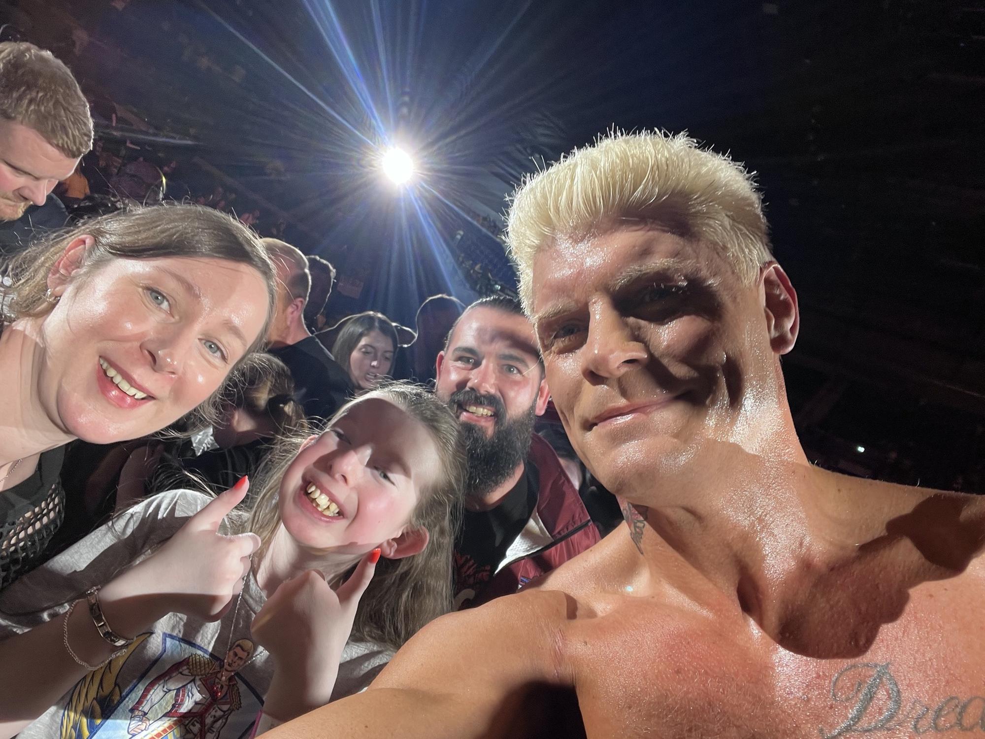 WWE superstar Cody Rhodes meets up again with Magherafelt girl a year ...