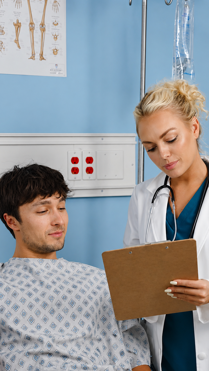 A short comedy scene turns healthcare differences into a playful bit
