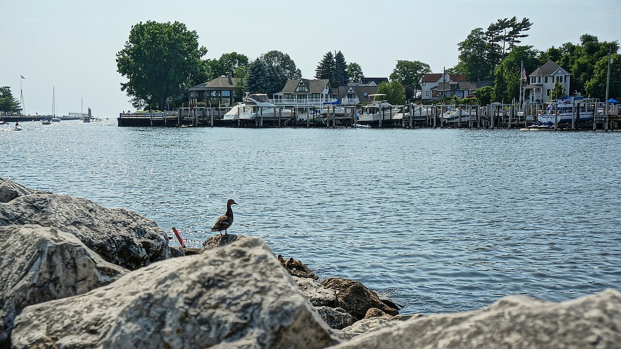 This Michigan town sits where farmland, a river, and a Great Lake all ...