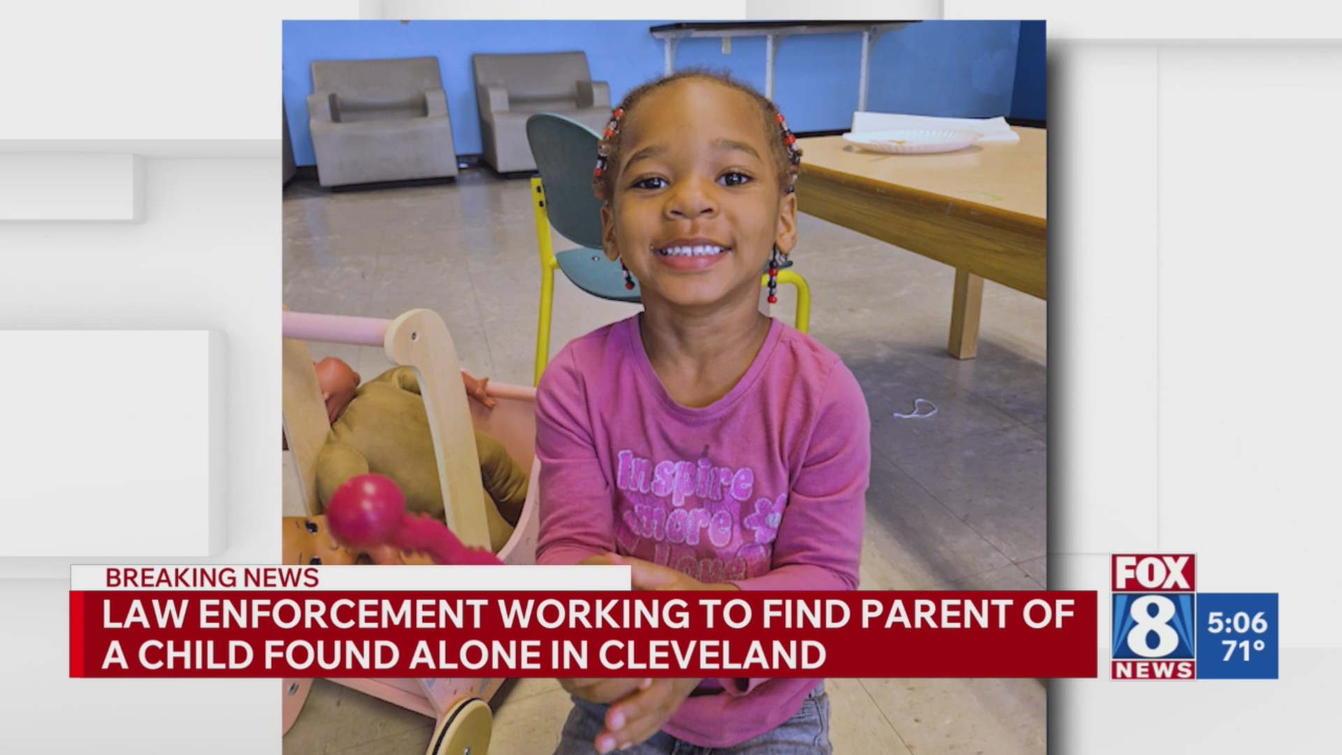 Officials working to find parent of a child found alone in Cleveland