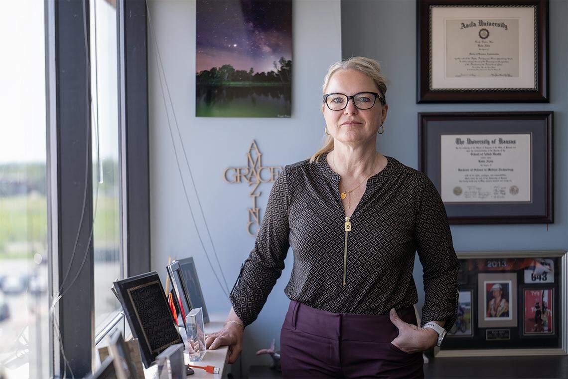 Katie Aldis, 54, a major in the Army Reserves and a healthcare worker, reported to police that she was sexually assaulted during a massage at Om Grown Yoga Studio in Baldwin City, Kansas.