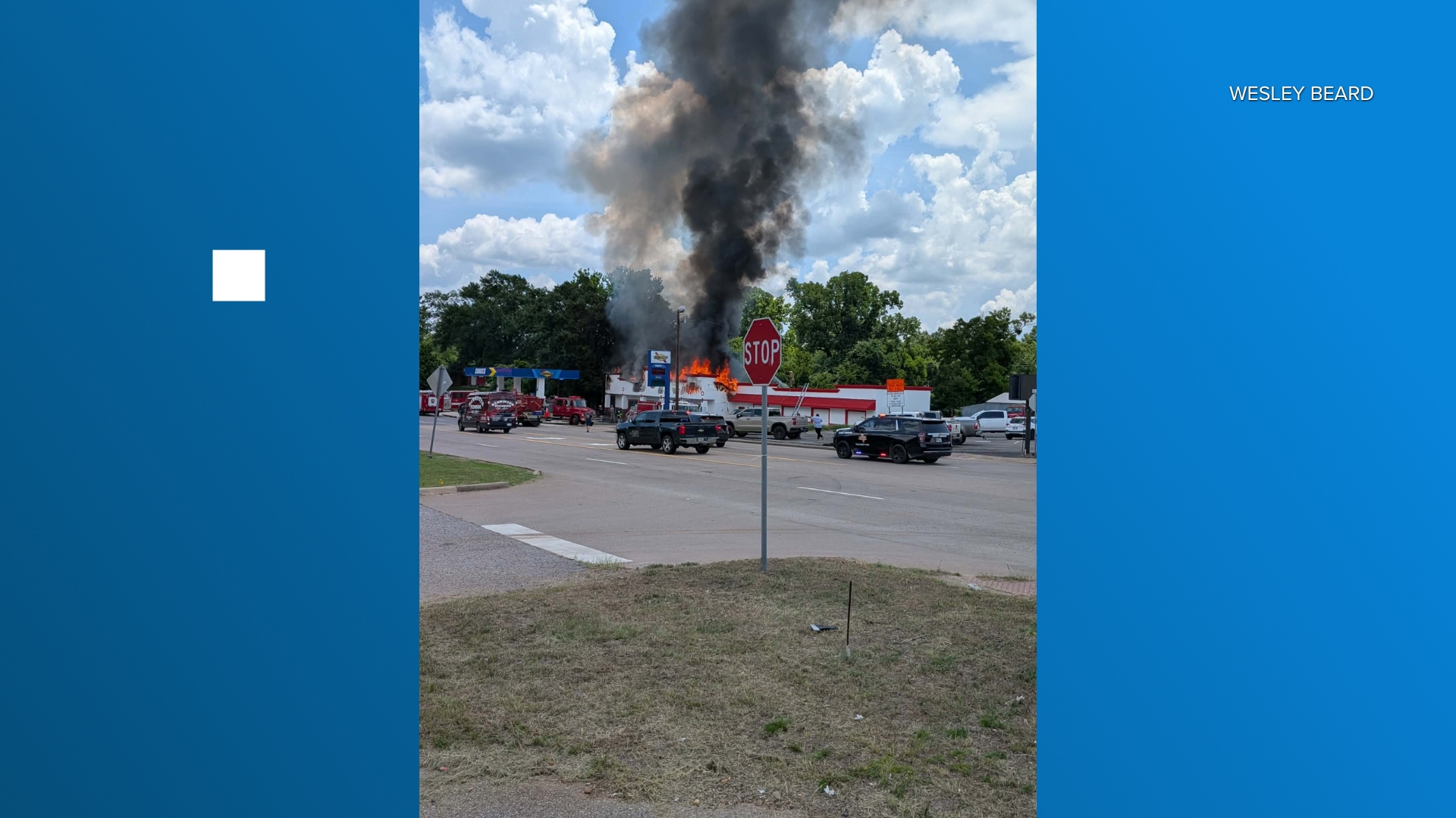 Crews battle fire at Sunoco gas station in Frankston