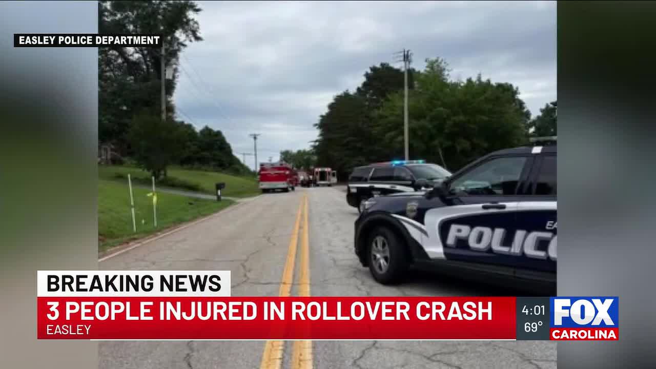 Police: 3 taken to hospital after Easley rollover crash