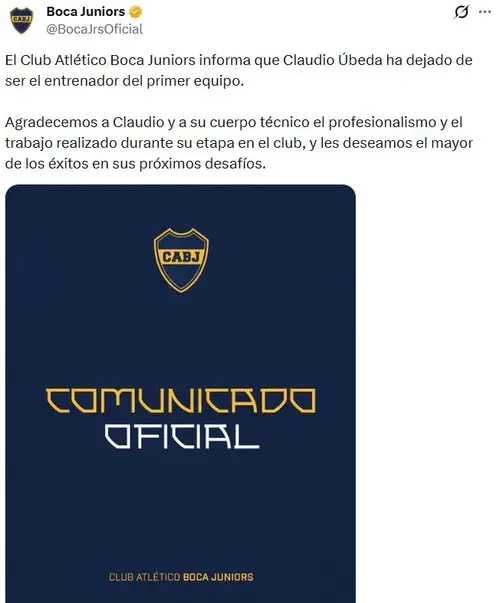 Es oficial: el comunicado de Boca para anunciar la salida de Claudio Úbeda