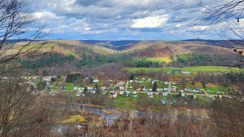 View from nearby hills of Tidioute and the Allegheny River