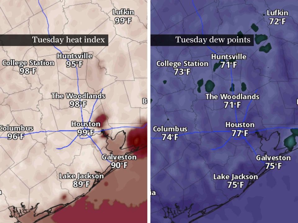 Houston heat index tops 100 Tuesday