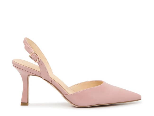 A pair of stylish pointed-toe slingback heels with a slender heel, ideal for elegant occasions or chic evening wear