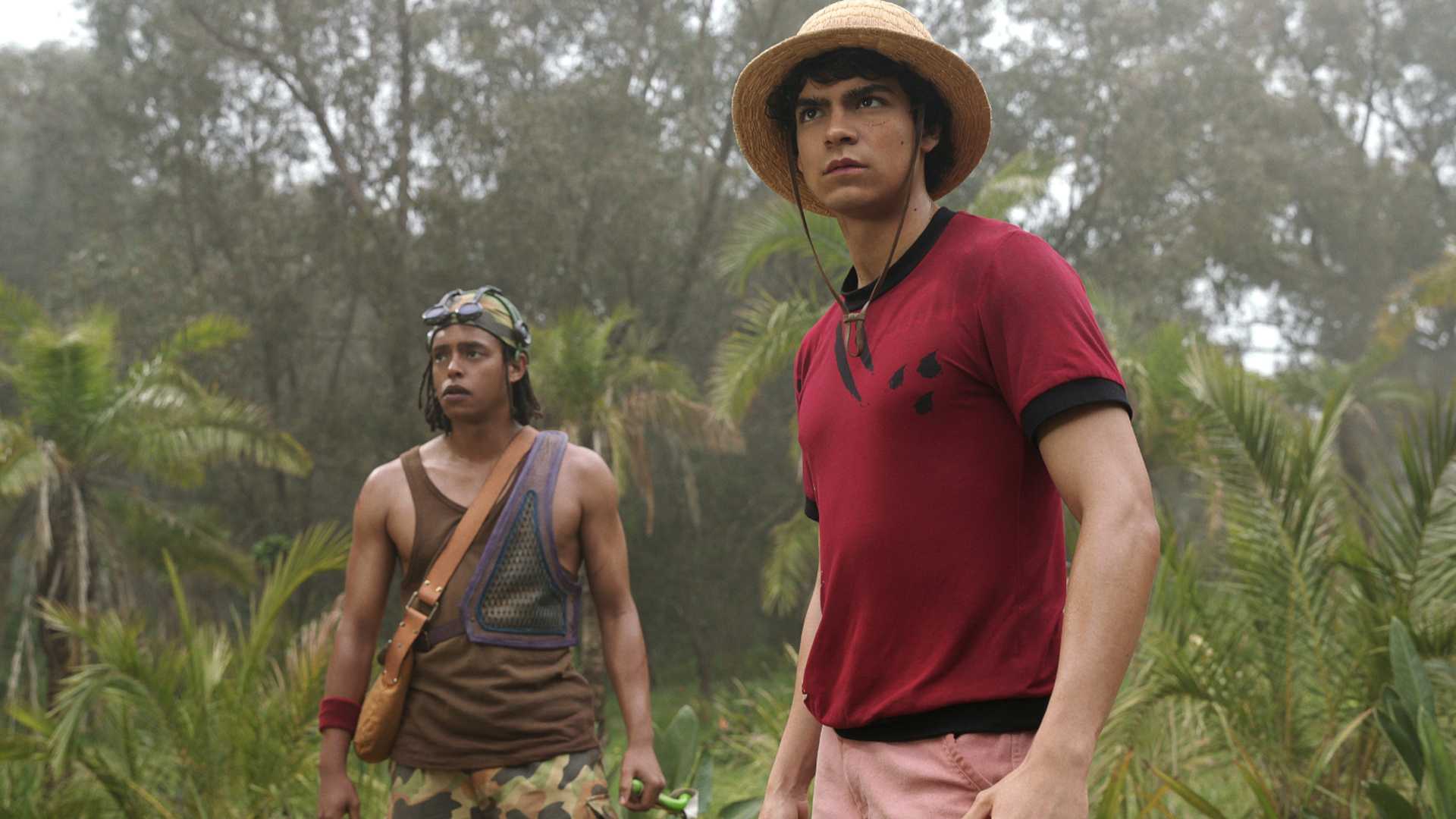 Luffy and Usopp on Little Garden in One Piece season 2