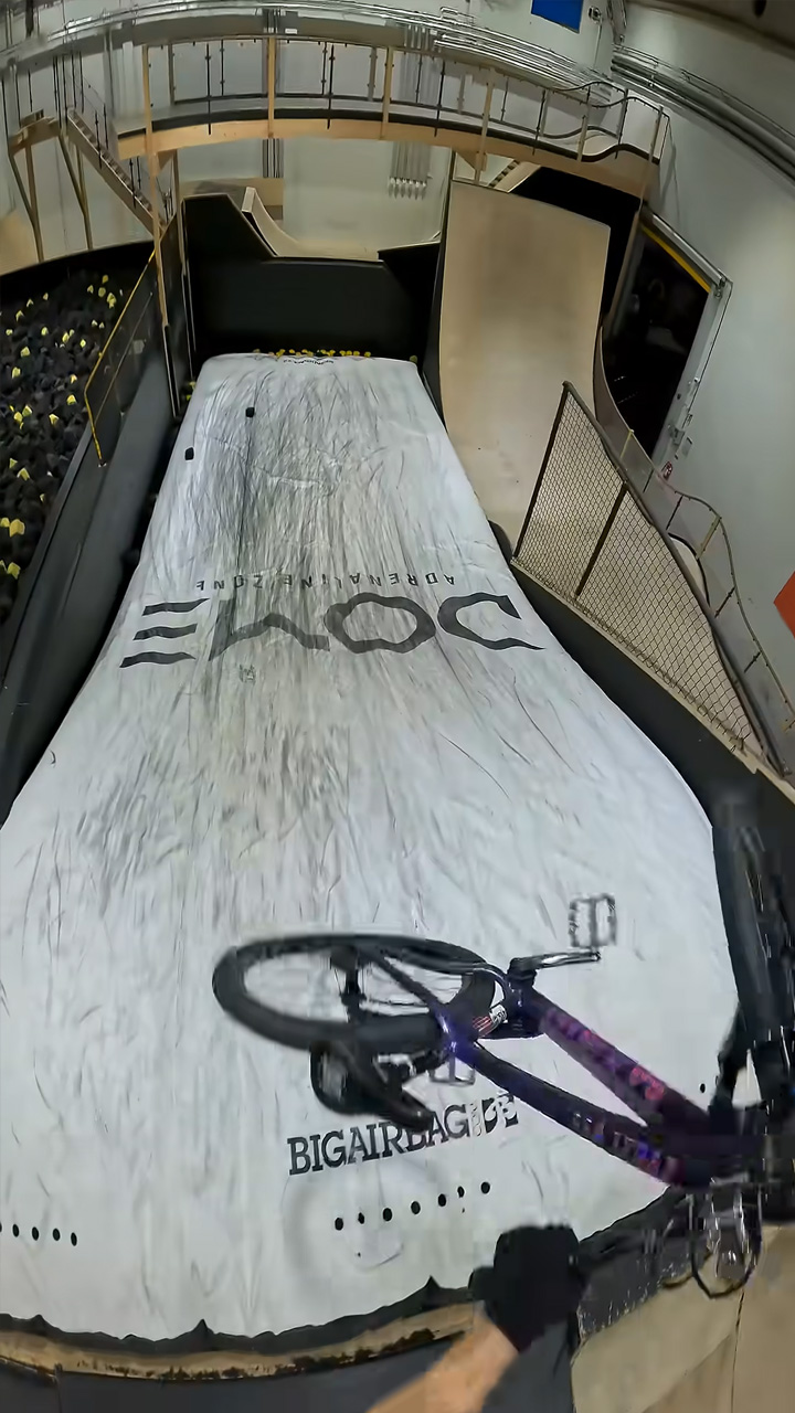 Smooth mountain bike run on indoor pumptrack