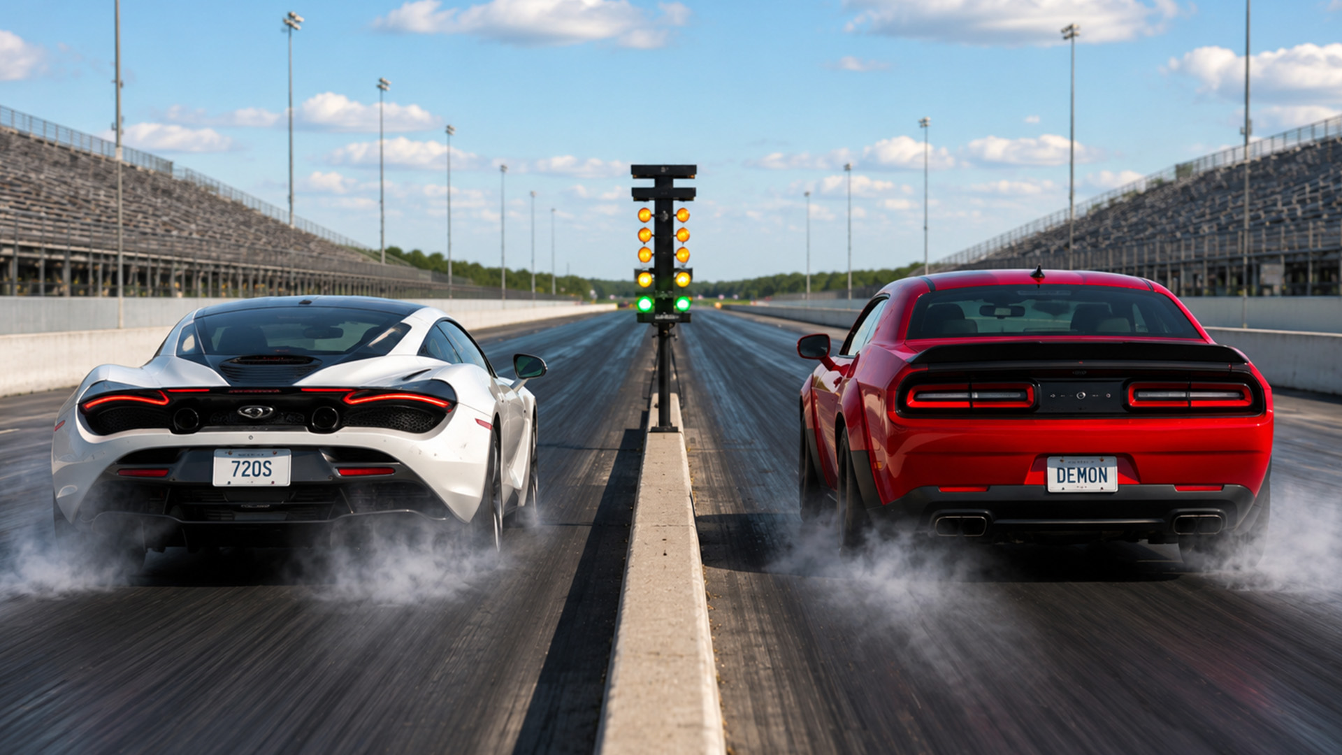 1000HP Dodge Demon faces tuned McLaren 720S drag race
