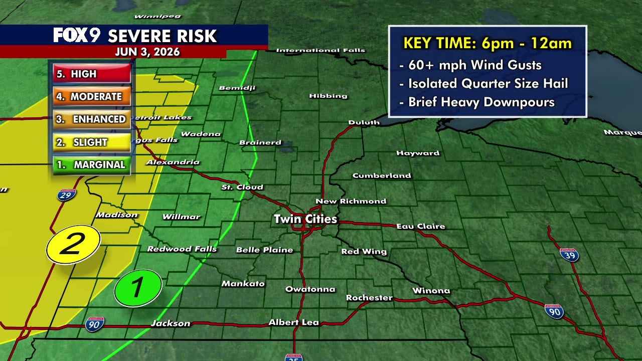 MN weather: Potential for storms in western MN