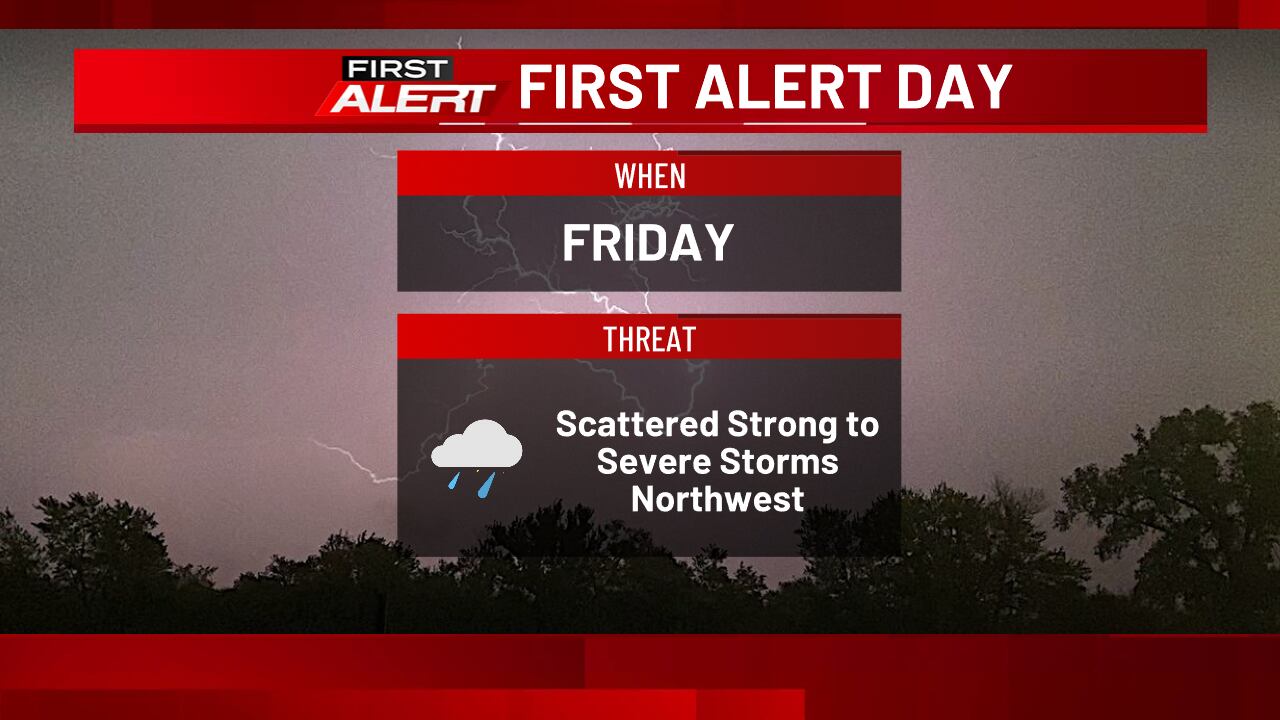 First Alert Day on Friday for strong to severe storm threat