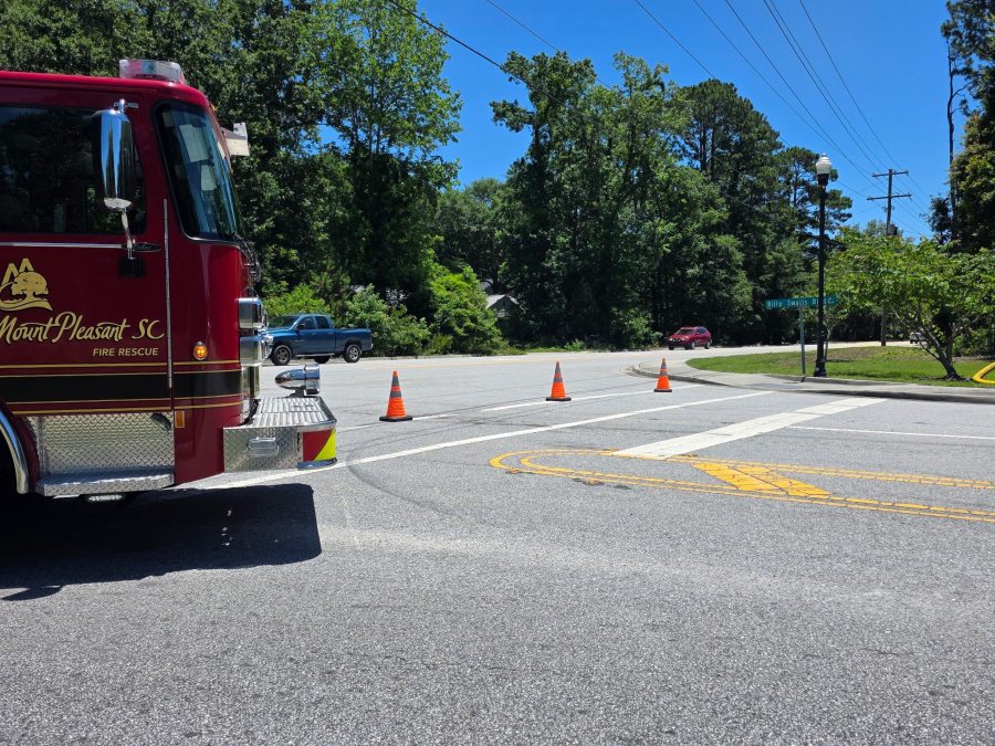 Fire blocks two Mount Pleasant roads while crews respond