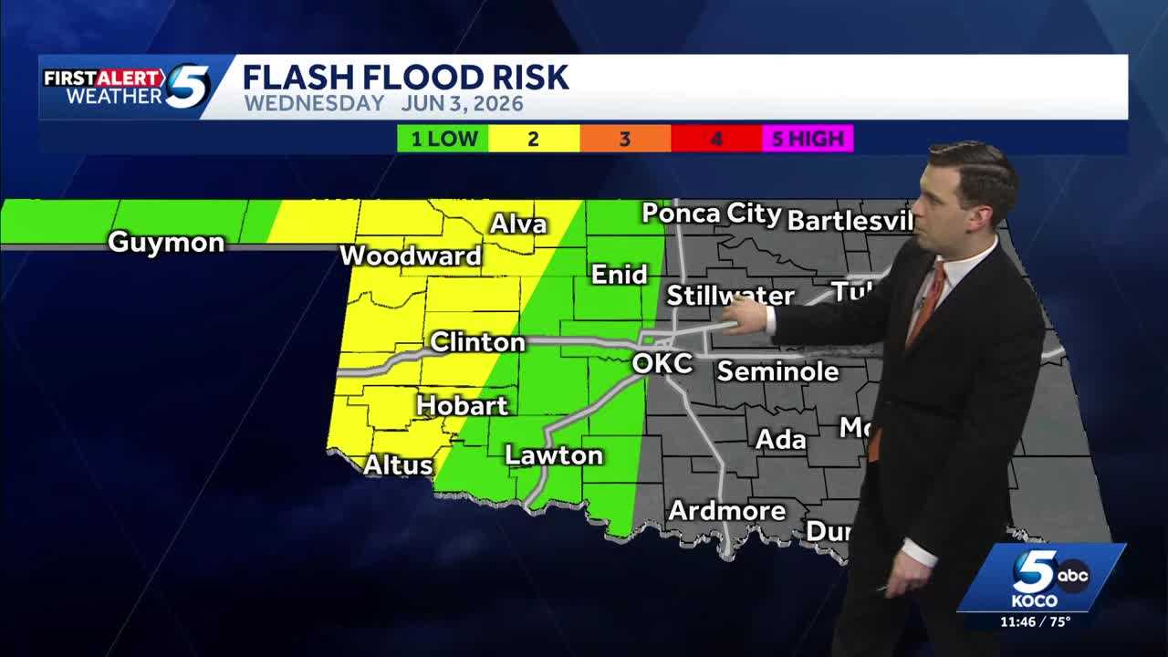 Timeline: Risk zone expands as severe weather possible in western Oklahoma