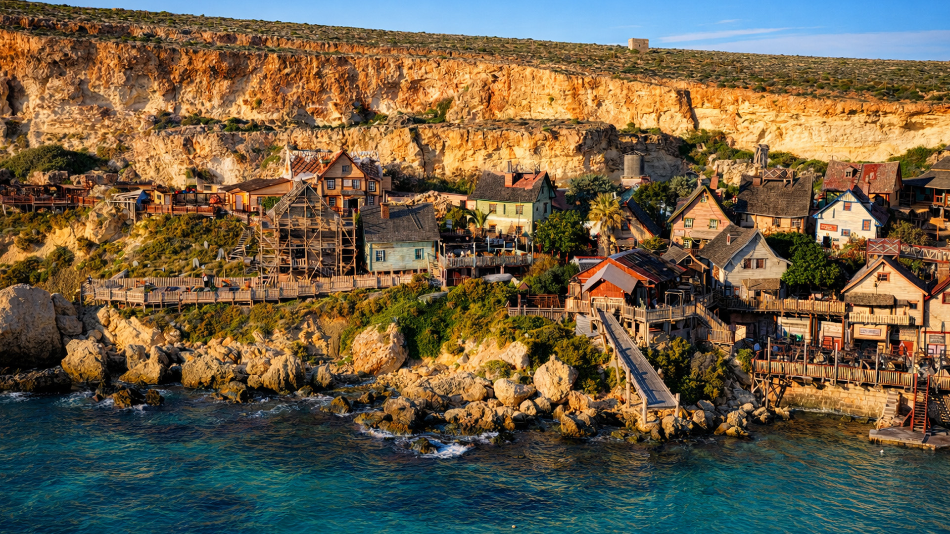Discovering Malta’s famous Popeye Village and cliffs (8K)