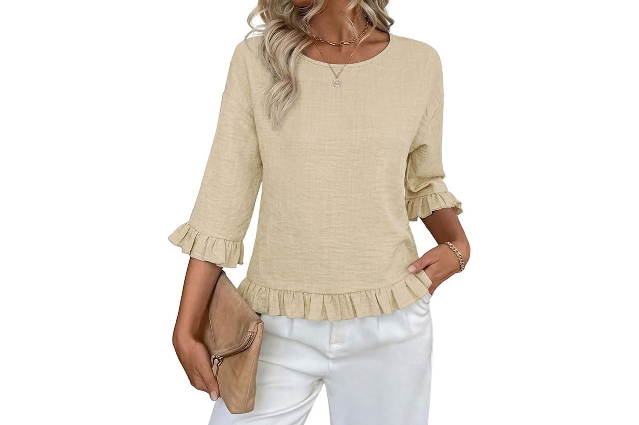 siliteelon Womens 3/4 Sleeve Top