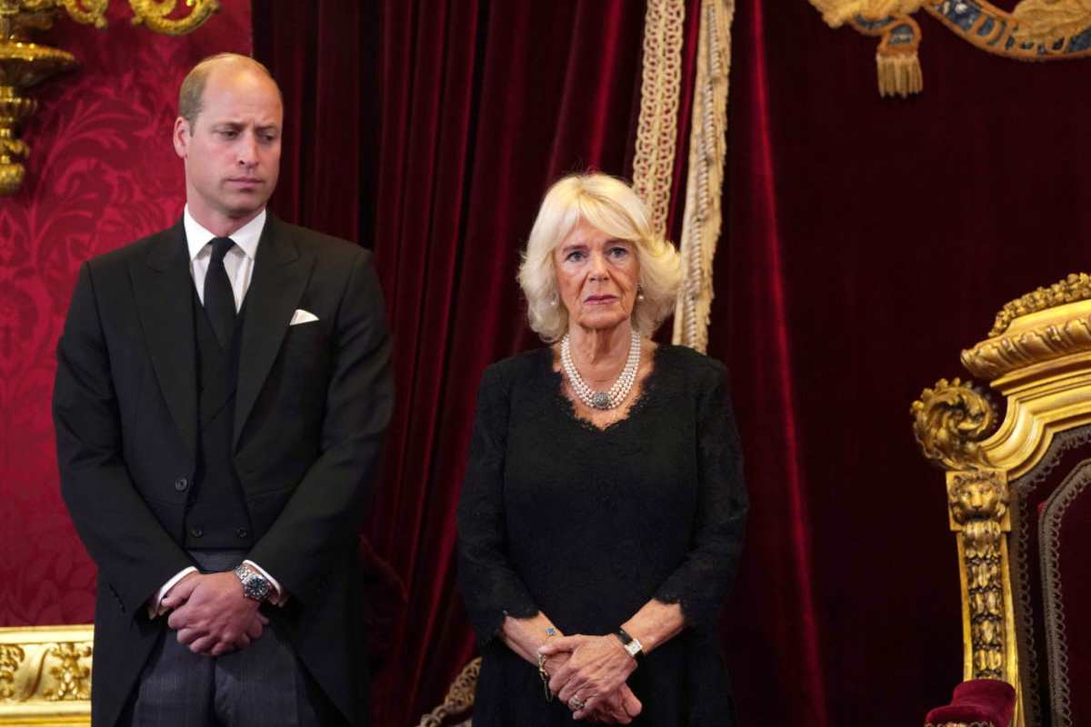 Prince William and Queen Camilla look on as King Charles III (not pictured) attends his proclamation as King during the accession council on September 10, 2022, in London, United Kingdom. (Image Source: Getty Images | Victoria Jones/WPA Pool)