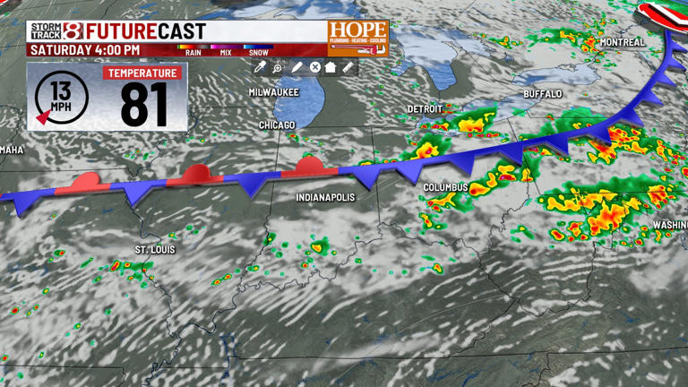 Warm and dry conditions continue before humid and stormy weather moves ...