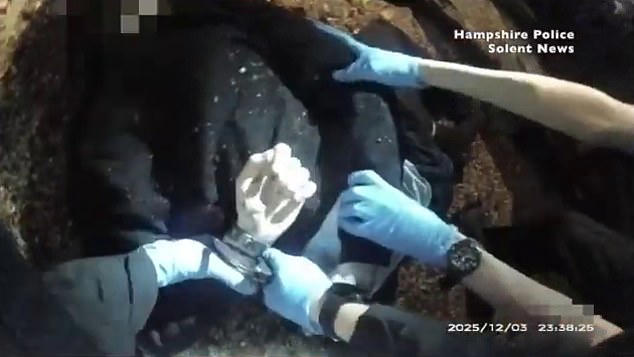 Police bodycam footage shows innocent victim Henry Nowak, 18, being forced into handcuffs by officers after he was stabbed repeatedly by a knife-obsessed Sikh man 