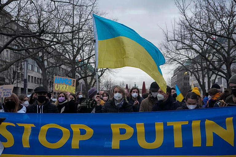Pro-Ukrainian demonstration in Berlin, 22 February 2022 Copyright 2022 The Associated Press. All rights reserved