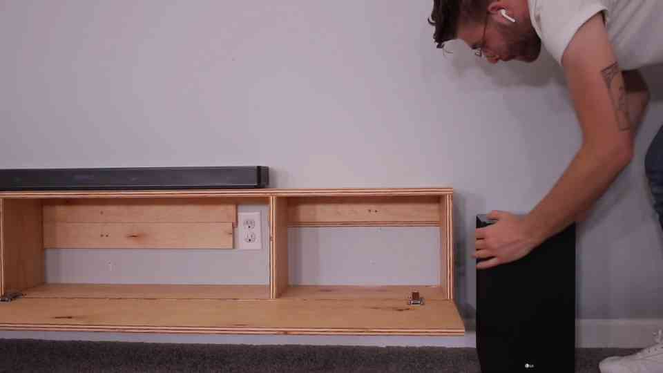 Wait... that's actually floating? - DIY media console build
