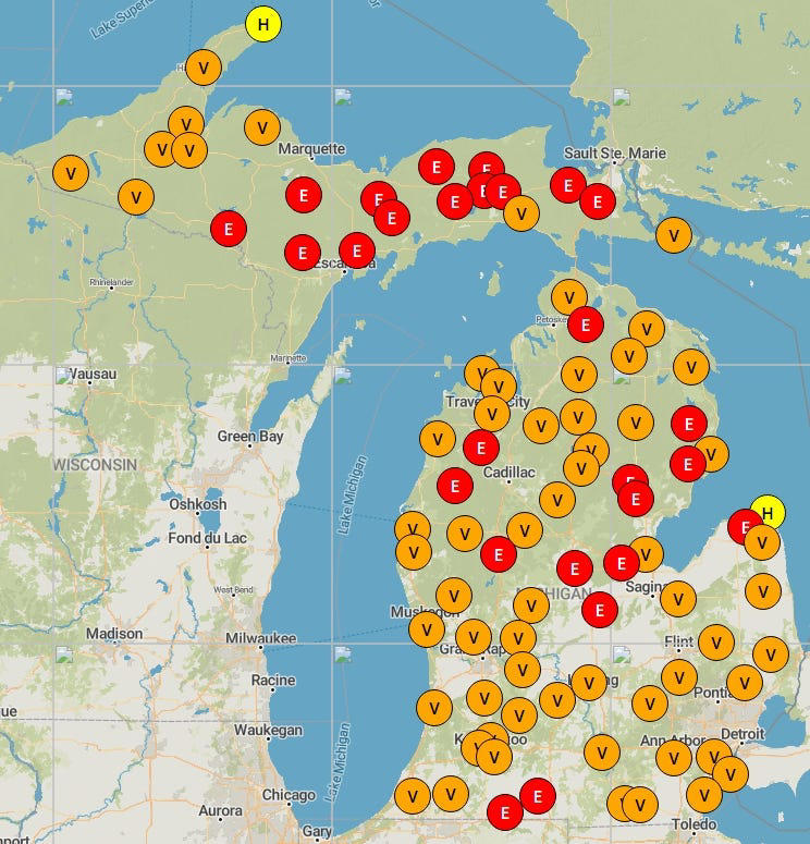 Extreme wildfire risks across Michigan. See where