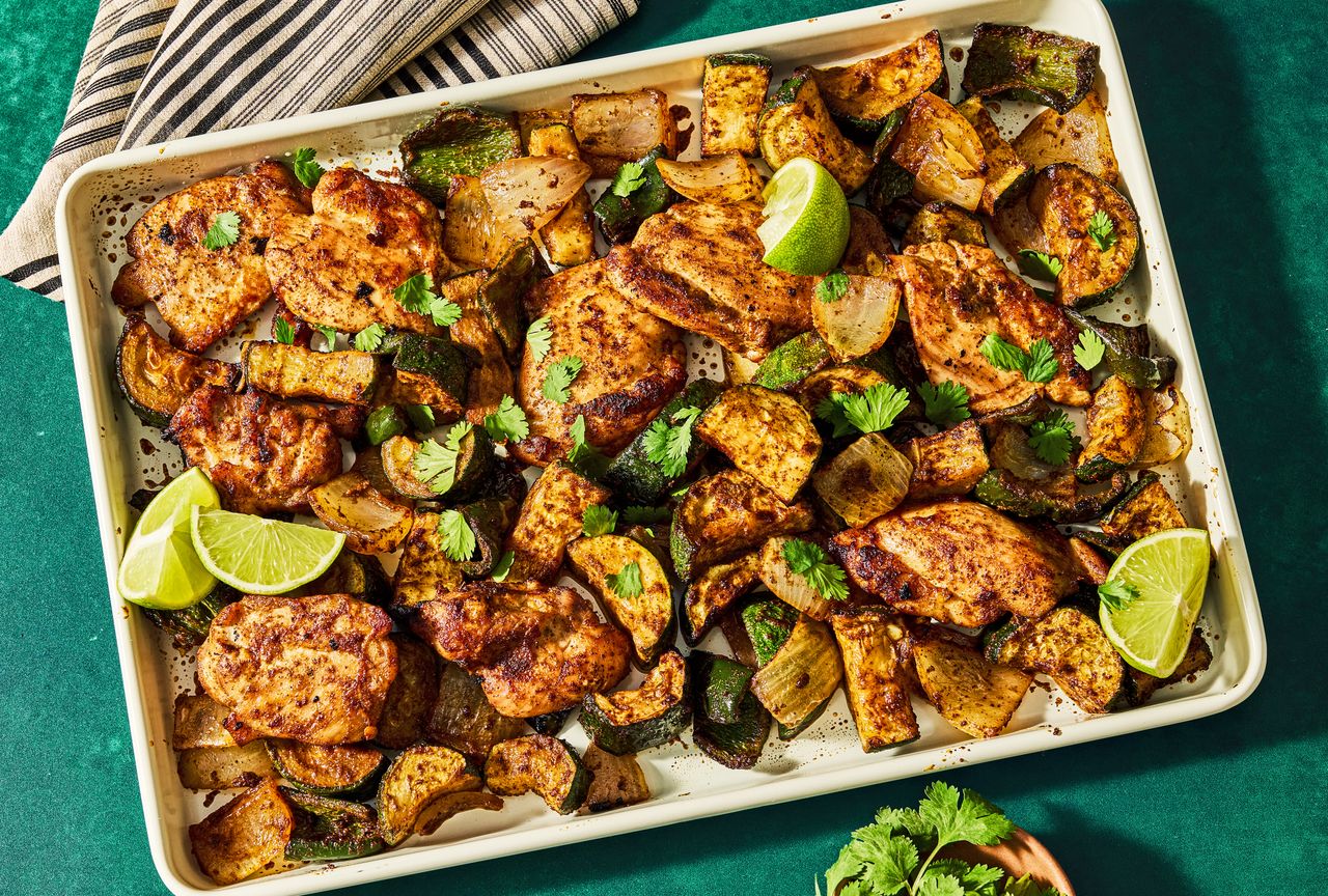 A recipe image of Sheet-Pan Chicken with Zucchini