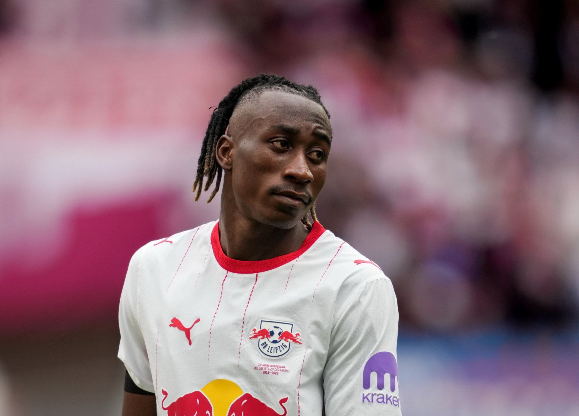 Yan Diomande (RB Leipzig) looks on during match day 33 1.Bundesliga, RB Leipzig and St. Pauli, Red Bull Arena, Leipzig, Germany on May 09 2026. RB Leipzig vs St. Pauli - 1.Bundesliga, Germany - 09 May 2026