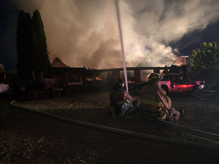 Firefighters battle large barn fire in Orangeville