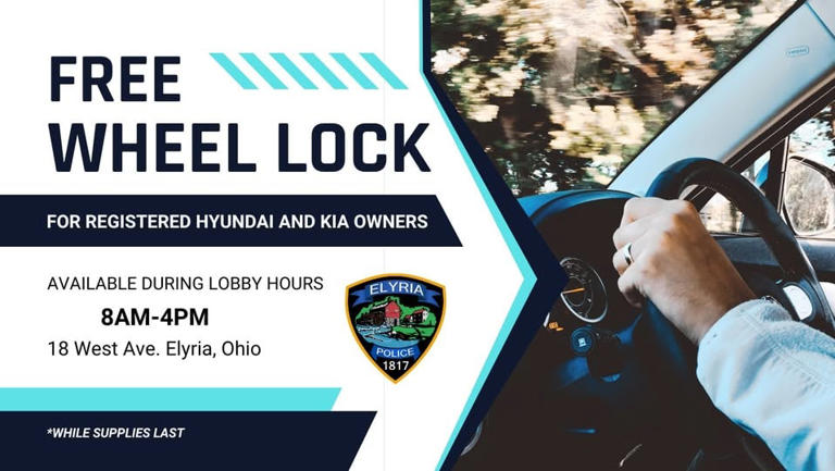 Elyria police offering free steering wheel locks for Kia and Hyundai owners