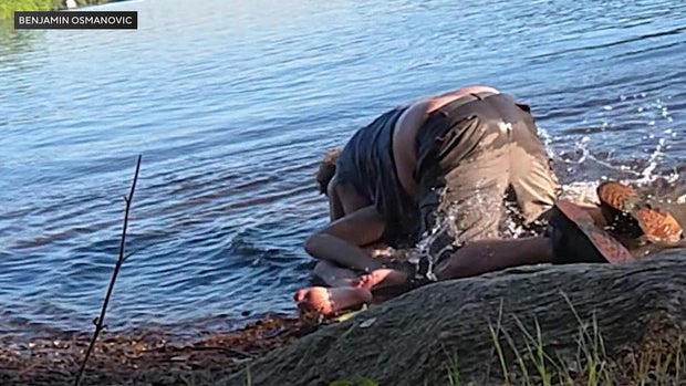 Video showed 70-year-old Steven Dana on top of 21-year-old Matt Duffy at Lake Maspenock in Hopkinton, Massachusetts on June 3, 2026. Benjamin Osmanovic