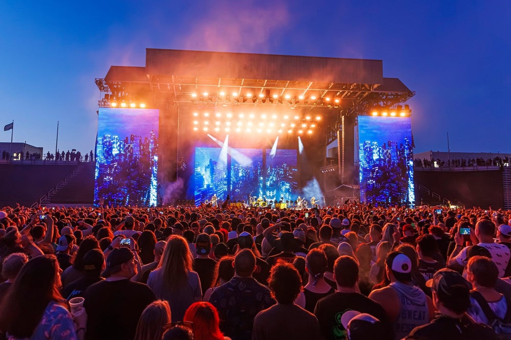 Metallica headlining the Temple Stage on the final day of Sonic Temple at Historic Crew Stadium on May 11th, 2025.