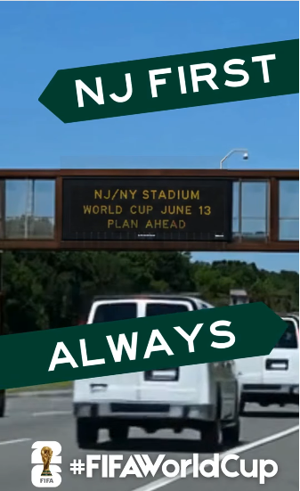 NJ highway signs put Jersey first in displaying World Cup messages