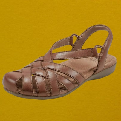 A pair of arch-support slip-on sandals