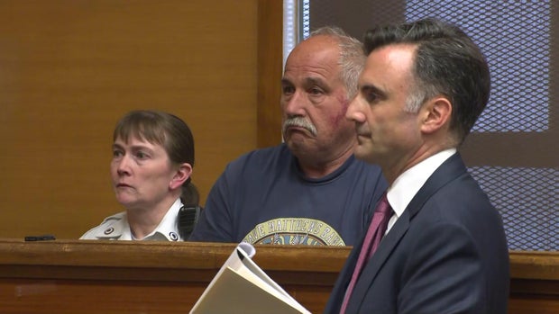 Steven Dana (center) in Framingham District Court on June 5, 2026. CBS Boston