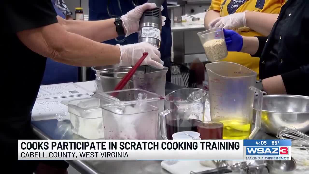 School cooks participate in scratch cooking training