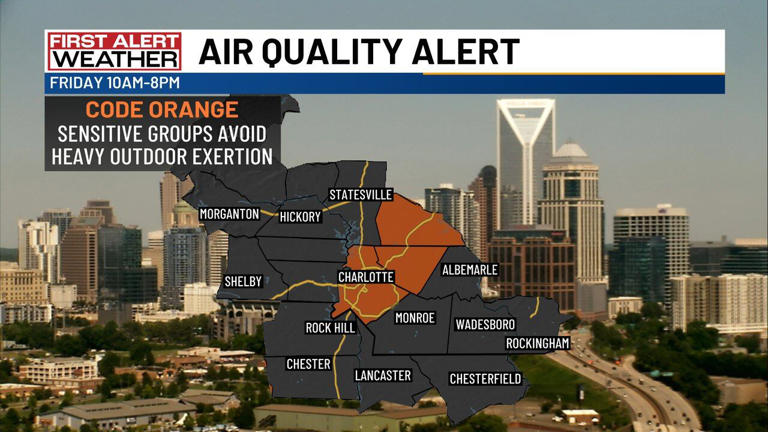 Code orange air quality alert issued for some Charlotte-area counties