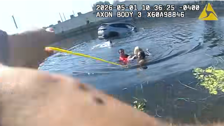 Dramatic video shows deputies rescuing woman from sinking car in ...