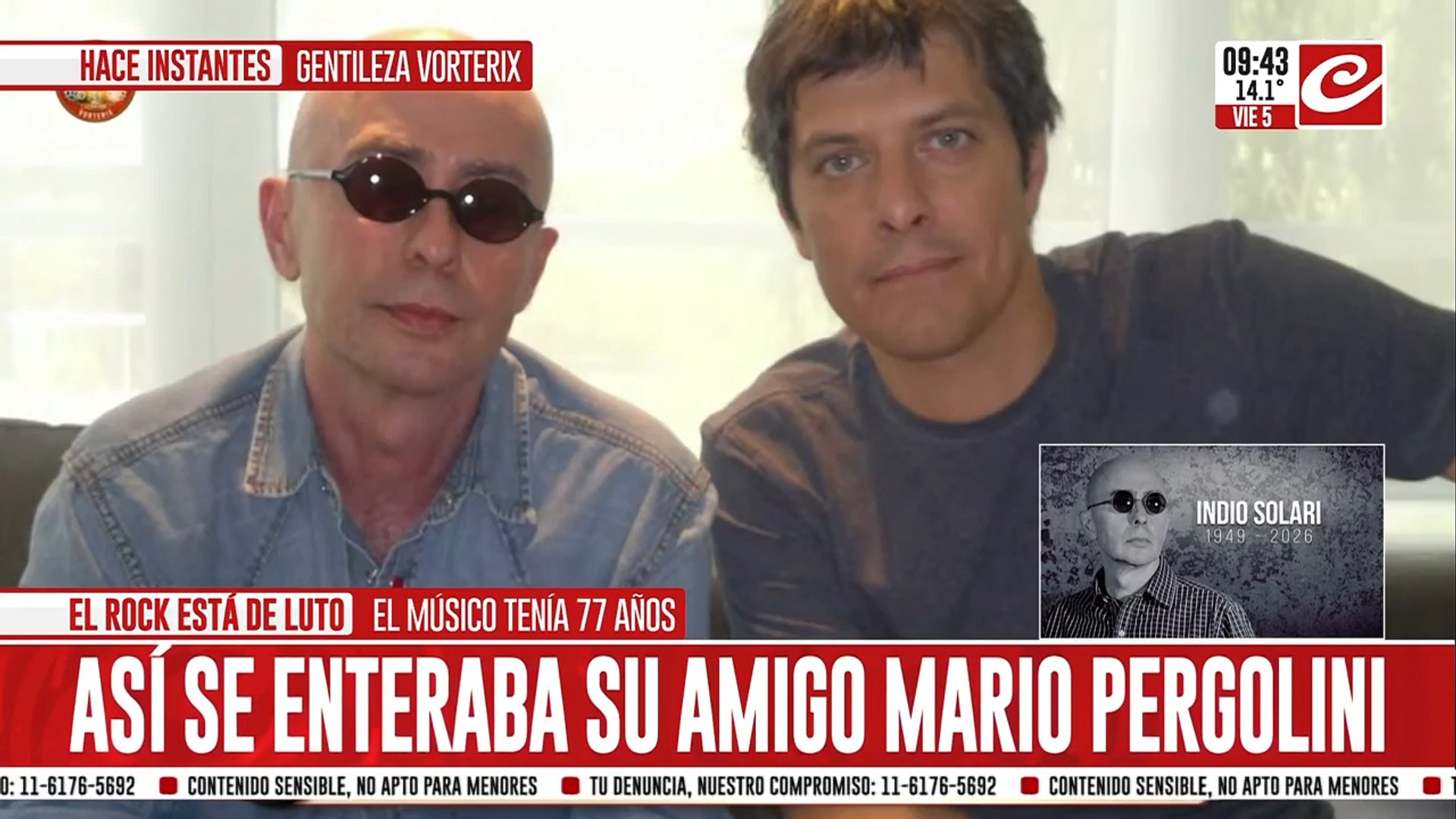 Así se enteraba Mario Pergolini de la muerte del Indio Solari