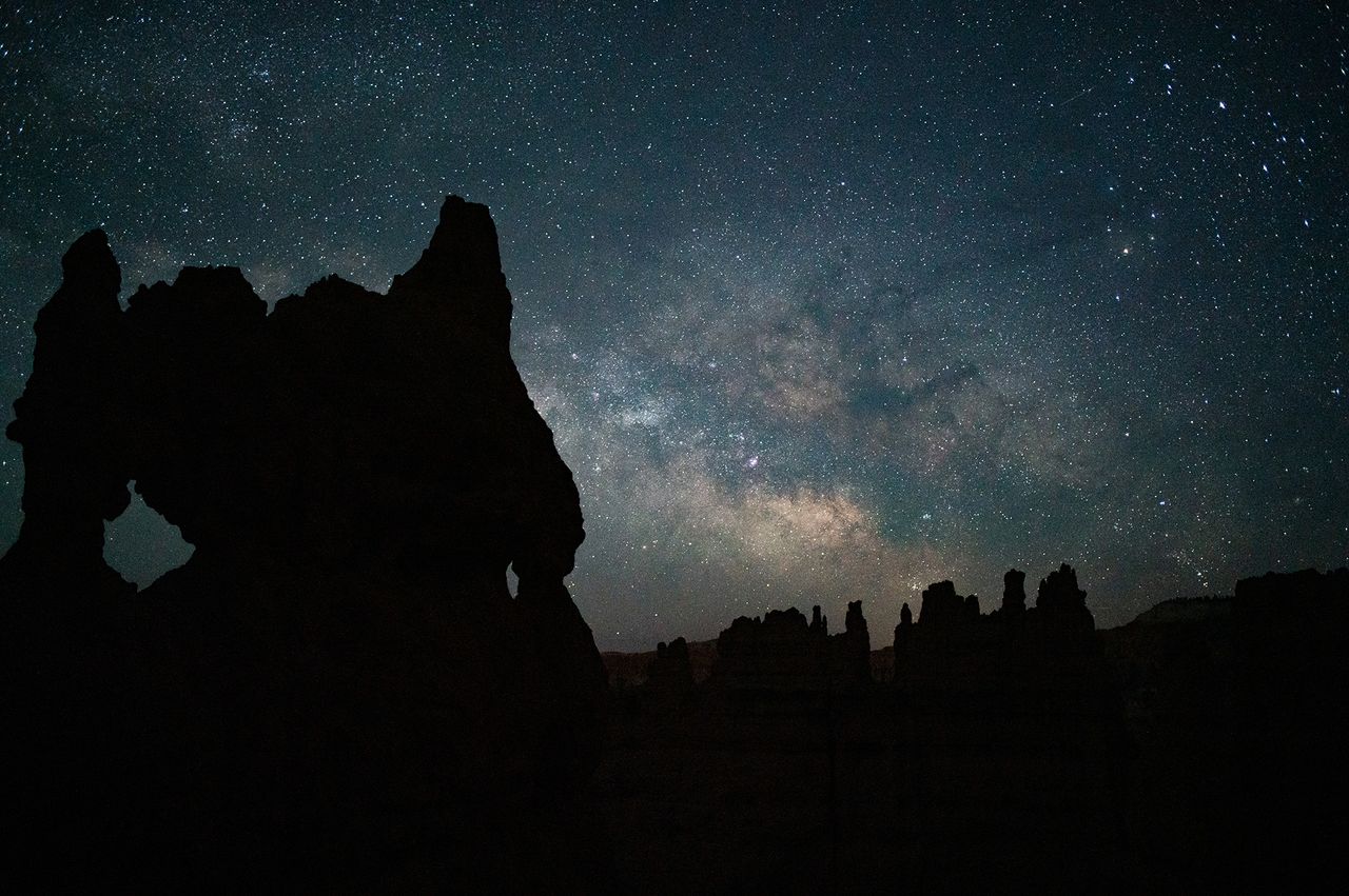 Starry sky over Bryce Canyon National Park